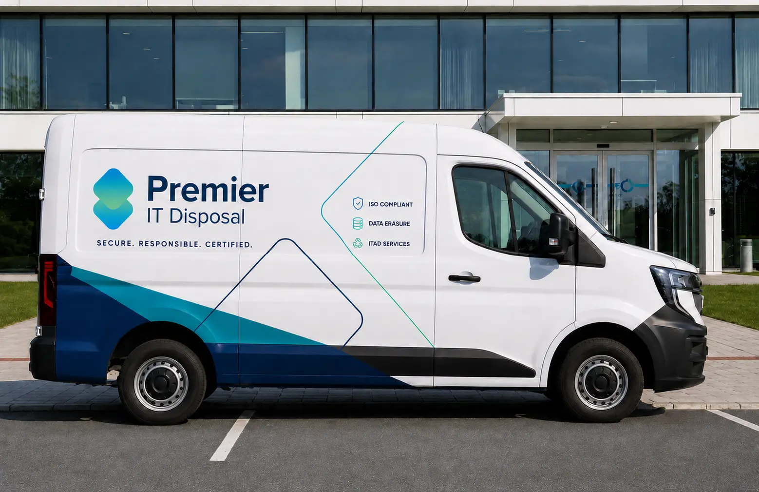 Premier IT Disposal collection van on the road in Basildon