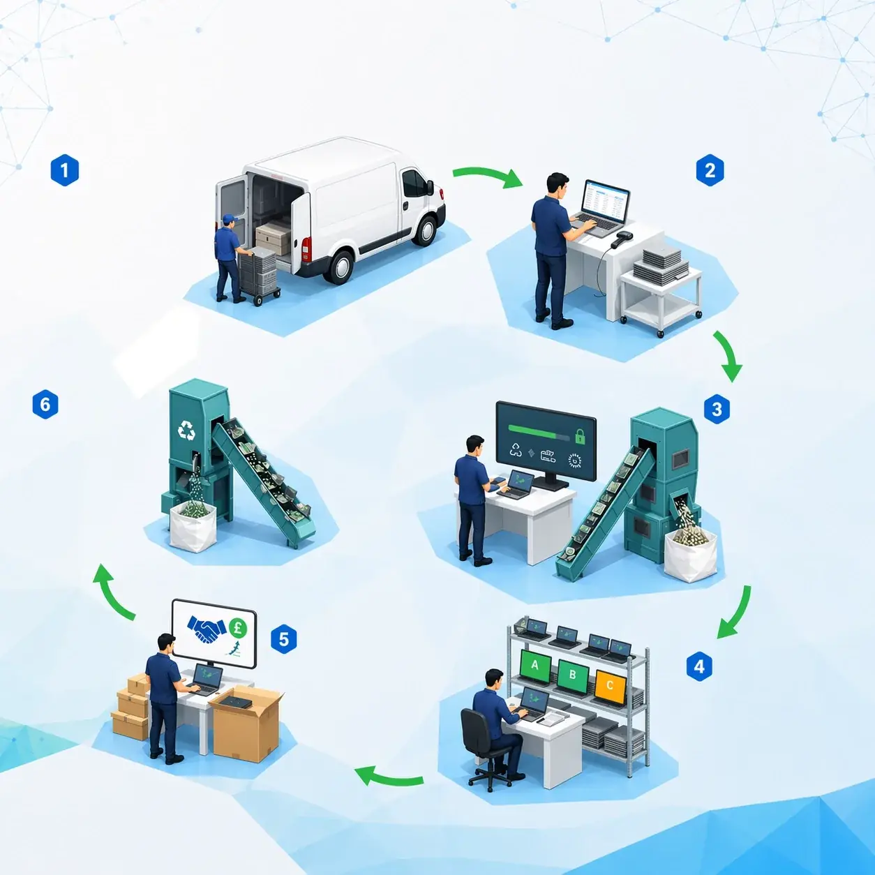 Infographic of the Premier IT Disposal Laptop recycling process